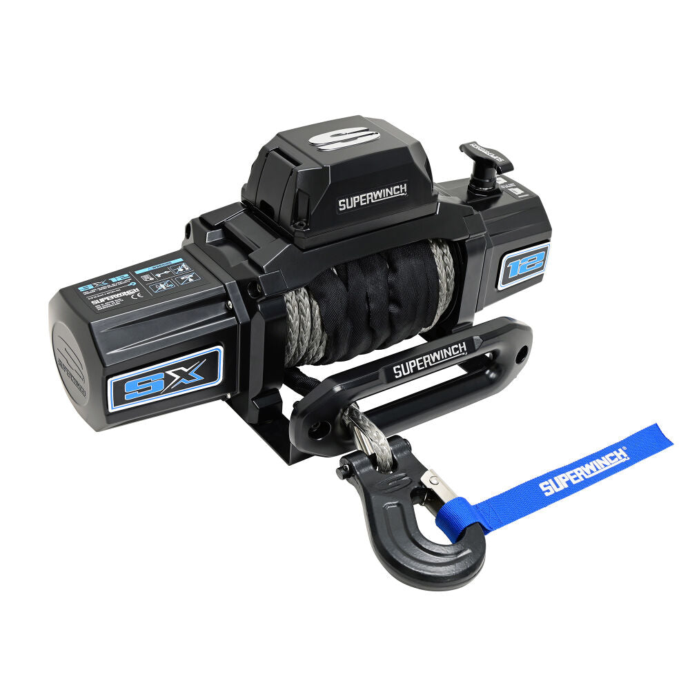 Superwinch SX12SR 12000 lb 12V DC Winch with Synthetic Rope Midnight Black