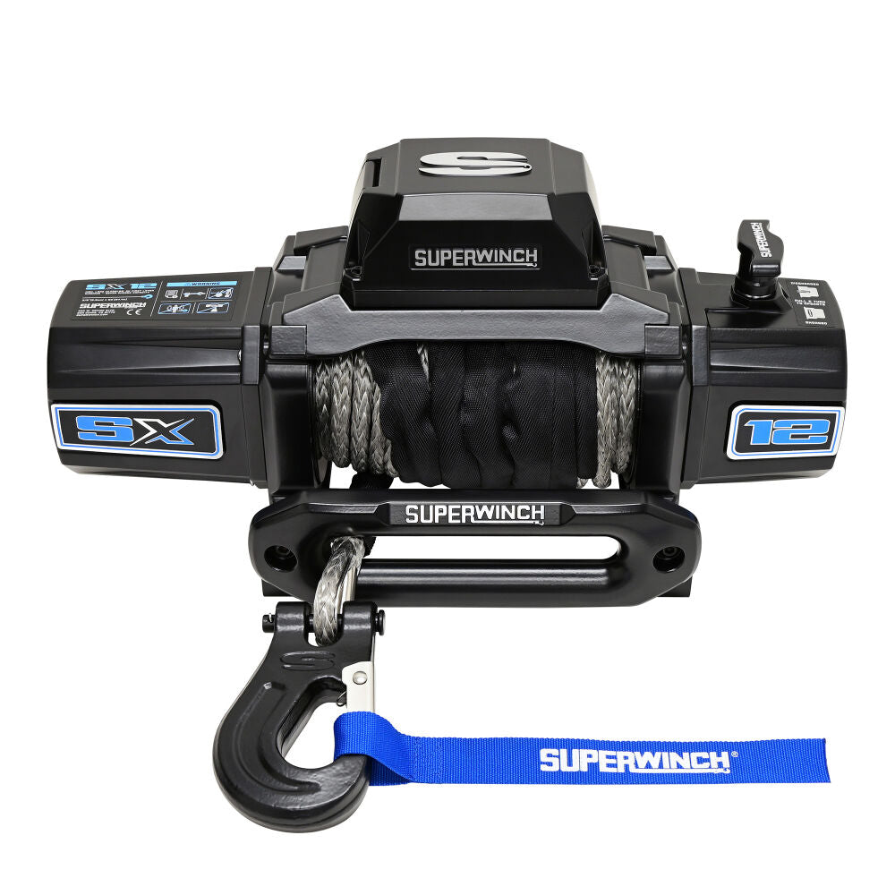 Superwinch SX12SR 12000 lb 12V DC Winch with Synthetic Rope Midnight Black