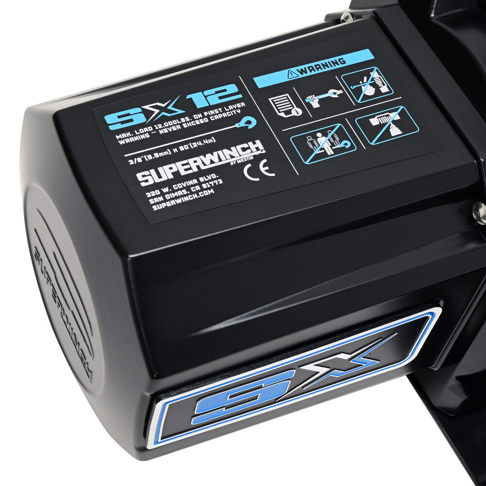 Superwinch SX12SR 12000 lb 12V DC Winch with Synthetic Rope Midnight Black