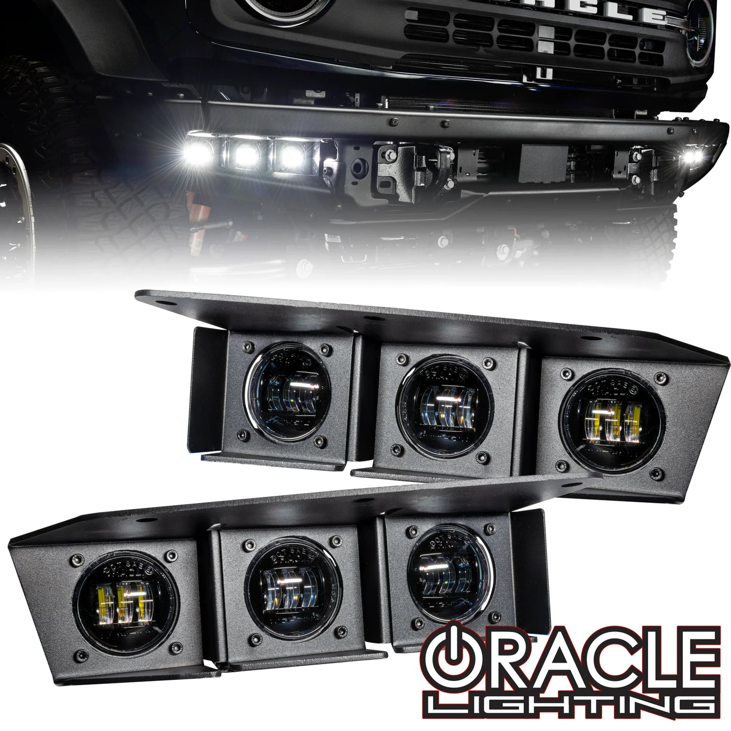 ORACLE LIGHTING 2021-2024 FORD BRONCO TRIPLE LED FOG LIGHT KIT FOR STEEL BUMPER