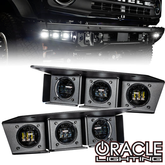 ORACLE LIGHTING 2021-2024 FORD BRONCO TRIPLE LED FOG LIGHT KIT FOR STEEL BUMPER