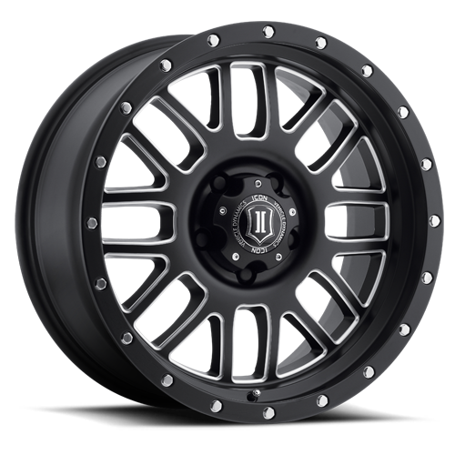 ICON ALPHA WHEEL / BLACK WITH MACHINED WINDOWS AND BLACK RING