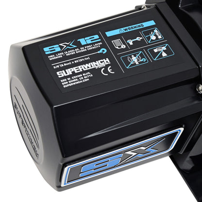 Superwinch SX12SR 12000 lb 12V DC Winch with Synthetic Rope Midnight Black